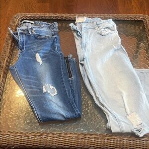 Altar'd State Women's Skinny Jeans - Dark Blue and Light Blue